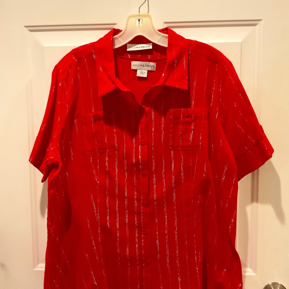 Sag Harbor Red 2 Piece Ladies Top - Size L